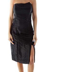 Nicole Miller Black Metallic Strapless Cocktail Dress